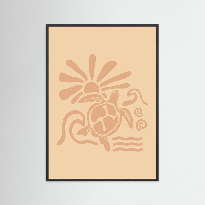 Surf Turtle Sun Poster