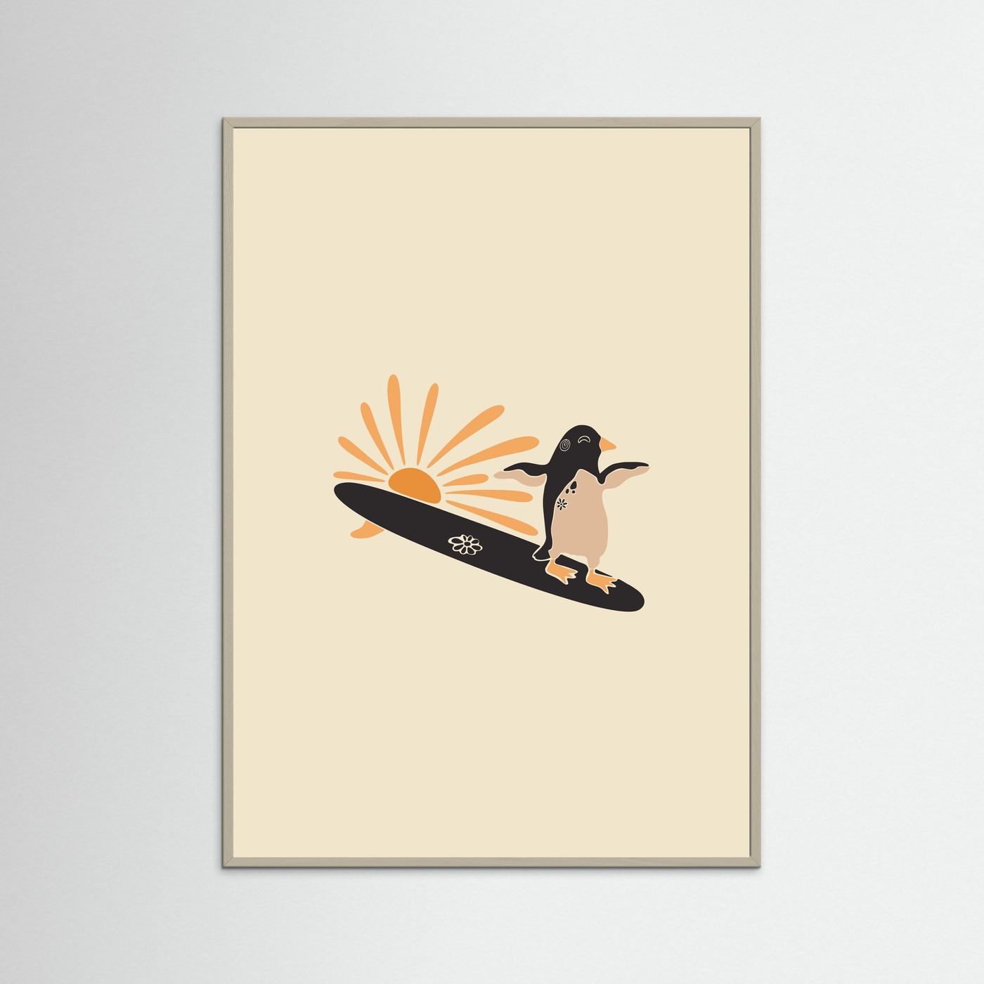 Surf and Sun Pinguin Poster