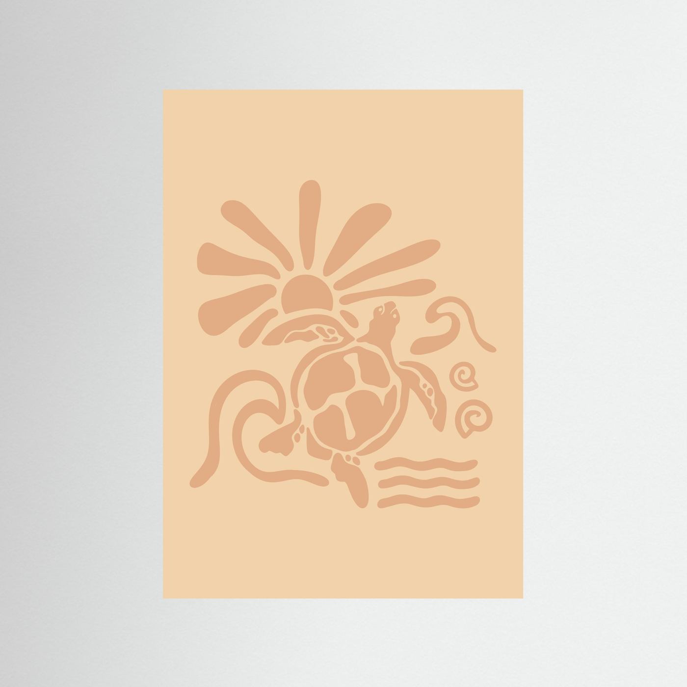 Surf Turtle Sun Poster