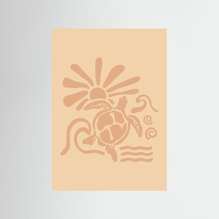 Surf Turtle Sun Poster
